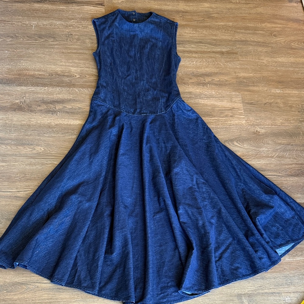 Zara ZW Collection Denim MIDI sleeveless dress,  size Medium